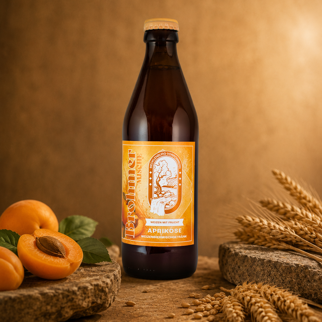 Aprikosen_Mische Brohmer Landbräu Aprikose 0,33l – Bild 1