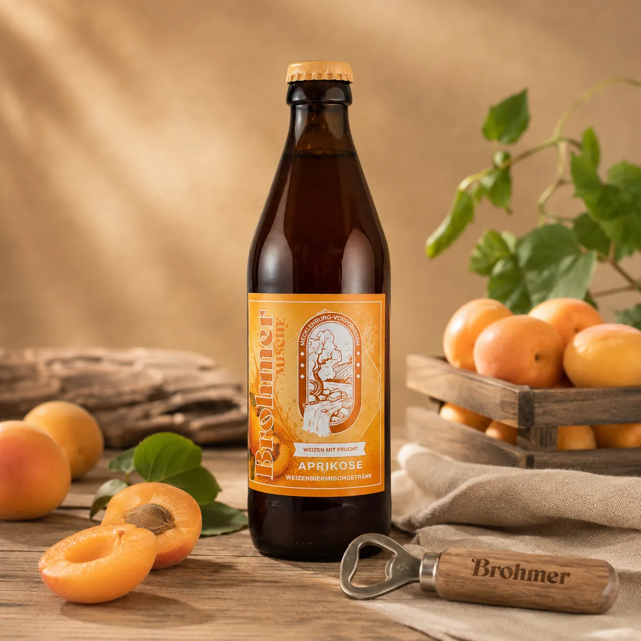 Mische_Aprikose Brohmer Landbräu Aprikose 0,33l – Bild 1
